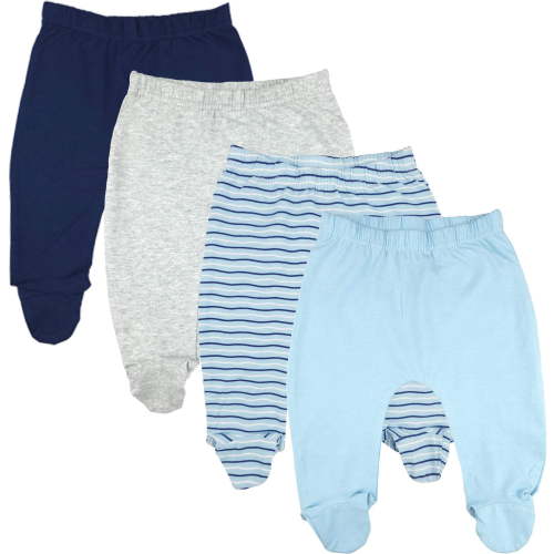 123 Bear, Baby Pants with Feet, Soft Cotton Spandex, Pull-on Style