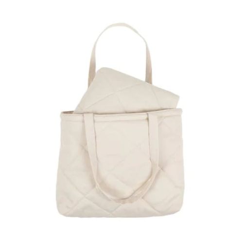 Snuggle Me® 2-in-1 Baby Play Mat - 100% Organic Cotton Baby Mat for Floor Play, Quilted, Foldable Playmat with Matching Tote Bag Included, Safety Certified & Machine Washable (37" x 37") - Natural