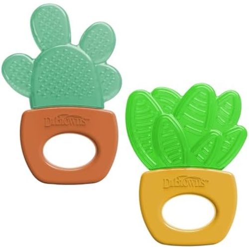 Dr. Brown’s AquaCool Water-Filled Teether, Cooling Teether Toy for Babies, Soothes Sore Gums, Cactus Shape, Green, BPA Free, 3m+ – 2 pack