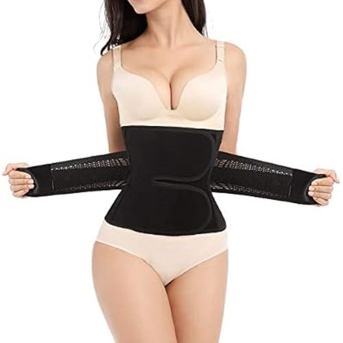 Postpartum Belly Band,C Section Belly Binder,Abdominal Binder Post Surgery Girdle,Tummy Tuck Compression Wrap Waist Trainer for Men and Women(Black)