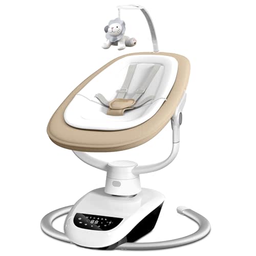 Angelbliss Baby Swing with Custom Motion, 3D-Motion Electric Swing with 6 Unique Motions & 4-Speeds, Bluetooth Enabled, 13 Preset Lullabies (Beige)