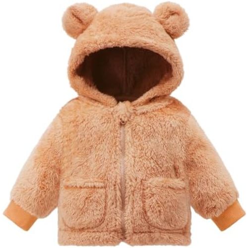 Baby Boys Girls Winter Jacket Coat 0-3 Years Old Fleece Bear Hooded Outerwear