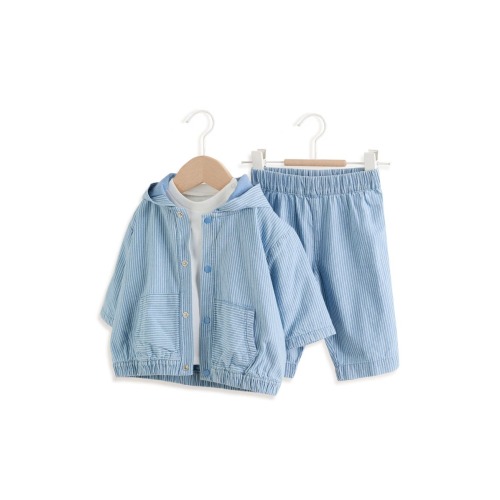 T-Shirt, Stripe Jacket & Pants Set, 0-1M