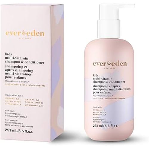 Evereden Kids Shampoo and Conditioner 2-in-1: Cool Peach, 8.5 fl oz. | Clean, Vegan, & Gentle Care for Kids | Toddler Shampoo and Conditioner for Healthy Scalp & Hair | Age 4+