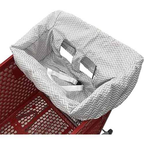 Shopping Cart Cover | High Chair and Grocery Cart Cover for Babies, Kids, Infants (Gray Chevron)