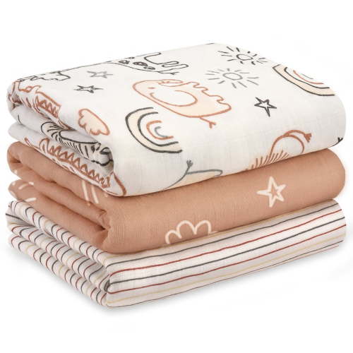 YOOFOSS Muslin Swaddle Blankets, Organic Baby Blankets, 47x47 Inches Receiving Blanket for Baby Boys, Girls and Neutral, Baby Essentials for Newborns Soft Breathable