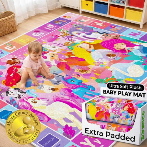 Quokka Large Baby Mat for Floor - Kids Soft Educational Non-Slip Plush Play Rug