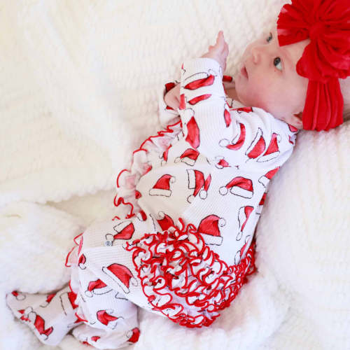 Christmas Bamboo Waffle Zipper Footies