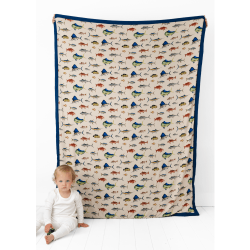Deep Sea Fishing Large Quilted Bamboo Blanket – Little Crowns & Capes