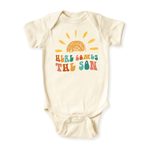 Here Comes The Son Baby Bodysuit, Newborn Outfit, Baby Clothes, Gift for Children 3-6m Natural