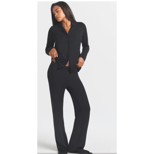 SKIMS SLEEP LONG SLEEVE BUTTON UP SET | ONYX | SKIMS