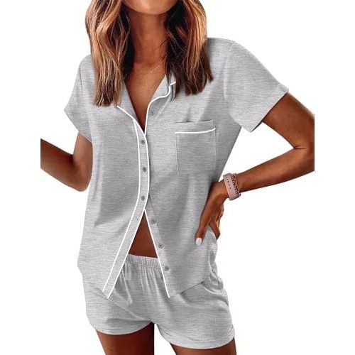Ekouaer Womens Pajama Sets Button Down Lounge Set 2 Piece Pjs Sets