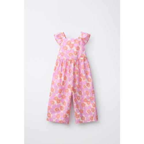 LONG FLORAL PRINT JUMPSUIT - Orange | ZARA United States