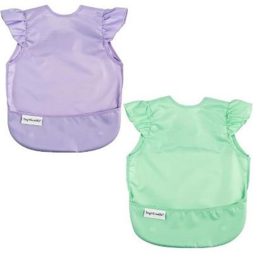 Tiny Twinkle 2-Pack Mess-Proof Apron Toddler Bib w/Tug-Proof Closure and BPA-Free (Mermaid, Small 6-24 Months)