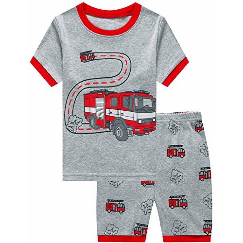 Toddler Boys Pajamas Short Sets Fire Truck Cotton 2 Piece Pjs Excavator Sleepwear Summer Clothes Kids Jammies Set Size 1-7T