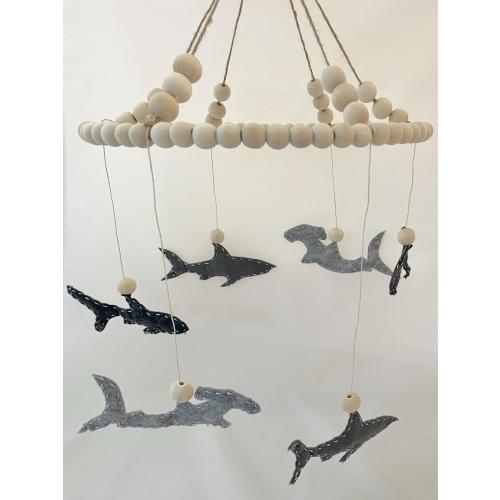 Baby Mobile - Sharks | Nursery | Baby | Handmade Hand Sewn | Felt