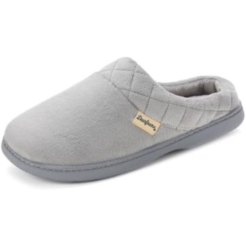 Dearfoams Women's Lightweight Memory Foam Indoor House Slipper Darcy Velour Clog with Wide Widths