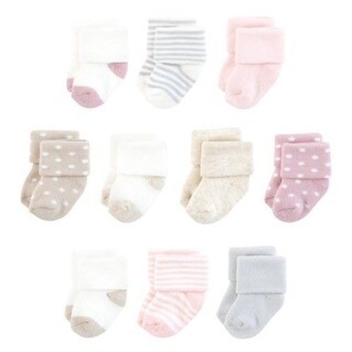 Touched by Nature Infant Girl Organic Cotton Socks, Soft Pink Dot Stripe