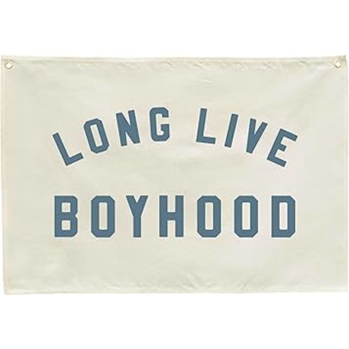 Long Live Boyhood Canvas Banner-Nursery Hanging Rectangular Poster Flag Sign Art for Baby Kids Boy,Nursery Playroom Boyroom Babyroom Decoration,Christmas Gift Idea for Boys 28.5"L x 20"W