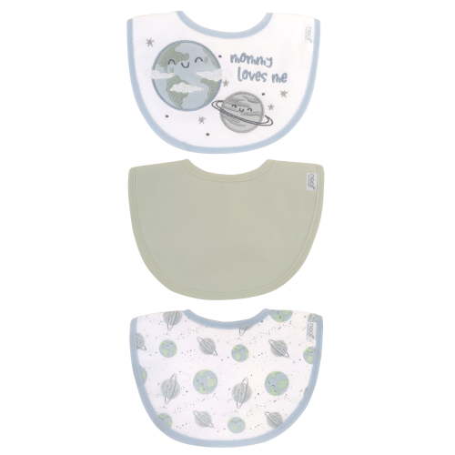 Neat Solutions 3 Pack Boy Print & Solid Infant Milk Bibs