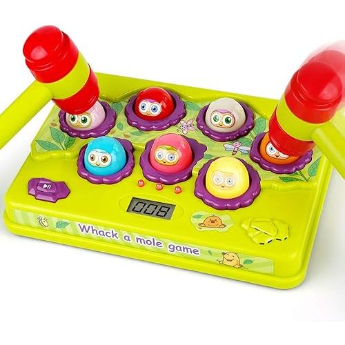 BAODLON Interactive Pound a Mole Game, Toddler Toys, Light-Up Musical Pounding Toy, Early Developmental Toy, Fun Gift for Age 3, 4, 5 Years Old Kids, Boys, Girls, 2 Soft Hammers Included