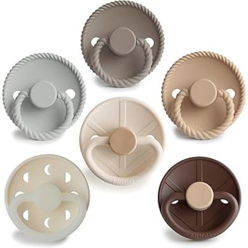 FRIGG SilkySoft Silicone Baby Pacifier 6-Pack Earthy Wonder | Made in Denmark | BPA-Free (0-6 Months)