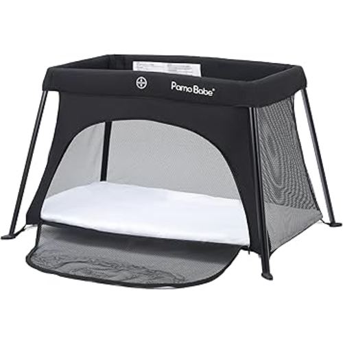 Pamo Babe Travel Crib Lightweight Baby Playard with Mattress Compact Play Yard with Detachable Legs