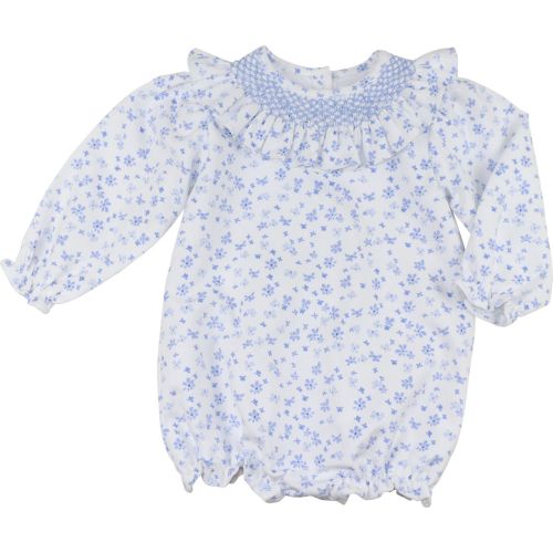 Blue Floral Corduroy Geometric Smocked Bubble – Cecil & Lou
