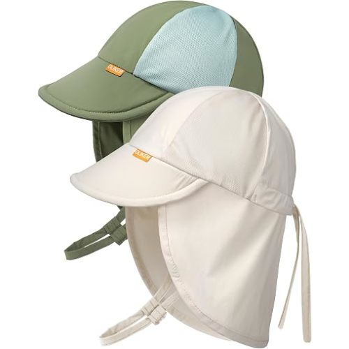 Baby Sun Hat with Breathable Mesh, UPF 50+ Boys Girls Toddler Swim | Wide brim neck flap uv protection,quick-dry,packable,adjustable head strap,lightweight,soft,ideal for pool,beach