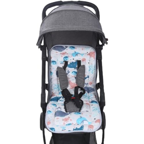 Universal Baby Stroller Seat Liner Cotton Kids Pushchair Cushion Seats Mat Breathable Stroller Liner Insert Mattress Soft Pushchair Seat Pad Pram Cushion Seats Pad Head Neck Body Support