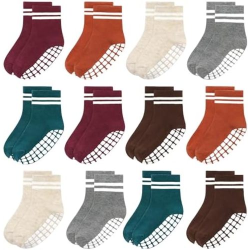 Tphon Toddler Socks, Baby Non Slip Socks for Boys Girls 12 Pairs Kids Infants Children Sock 6M-10Years