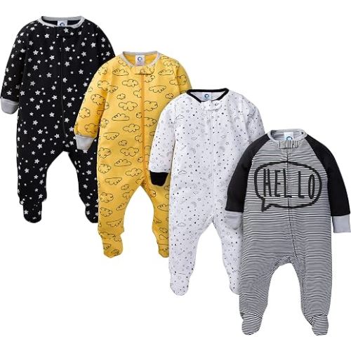 Gerber Baby Boys' 4 Pack Sleep 'N Play Footie, Star, 0-3 Months