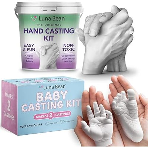 Luna Bean Hand Casting Kit for Couples & Baby Hand Footprint Kit – DIY Keepsake Gift for Families – Wedding, Anniversary, Baby Shower Gifts
