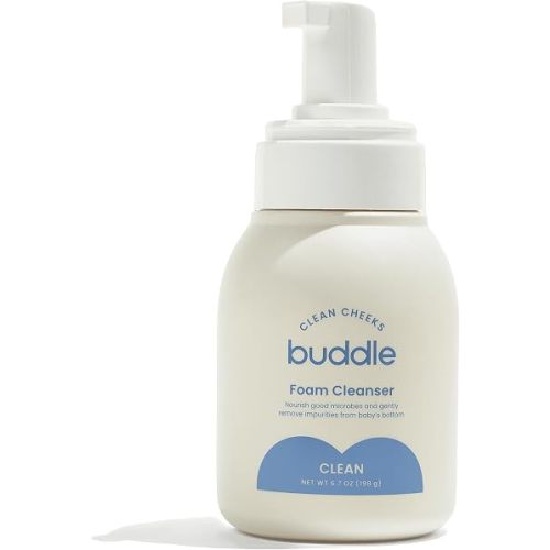 Buddle Clean Cheeks Baby Micellar No-Rinse Foam Cleanser with Chamomile, Witch Hazel, Arnica Montana, Skin Barrier Supporting and Gentle for Sensitive Skin, Paraben & Fragrance Free, 6.7oz
