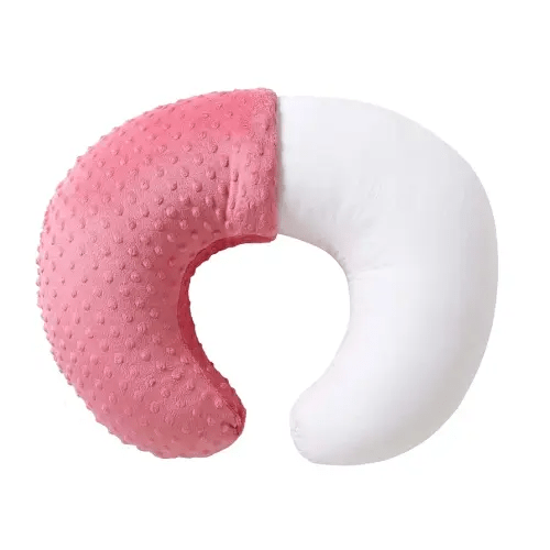 Nursing Pillow and Positioner, Breastfeeding, Bottle Feeding, Baby Sitting Support with Removable Ultra Soft Cover, Tummy Time Support for Baby Boys and Girls (StrawberryRed)