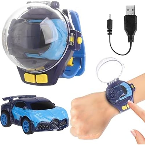 Watch Remote Control Car Toy for Kids,New Mini 2.4 Ghz Racing Game Wrist Cars Halloween Toy with LED Light,Watches Remote Control Car for Boys and Girls Birthday Gifts,USB Charging,Blue
