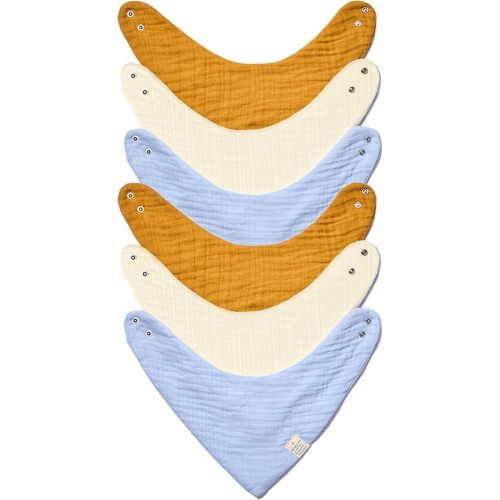 Bandana Bibs - 100% Organic Premium Muslin Cotton, 7-Layers for Drooling, Teething, Feeding, Gifts for Ages 0-3
