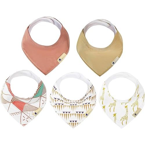 Blue Wren Magnetic Bandana Drool Bibs 5-pack - Magnetic Closure Baby Bibs - Safe, Easy, Chic Teething Bib