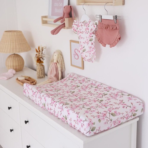 Cherry Blossom Organic Fitted Bassinet Sheet & Change Pad Cover | Snuggle Hunny