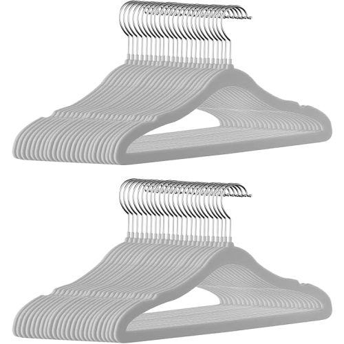 GoodtoU Kids Hangers Velvet 50 Pack Baby Hangers for Closet Non Slip Childrens Infant Hanger Grey