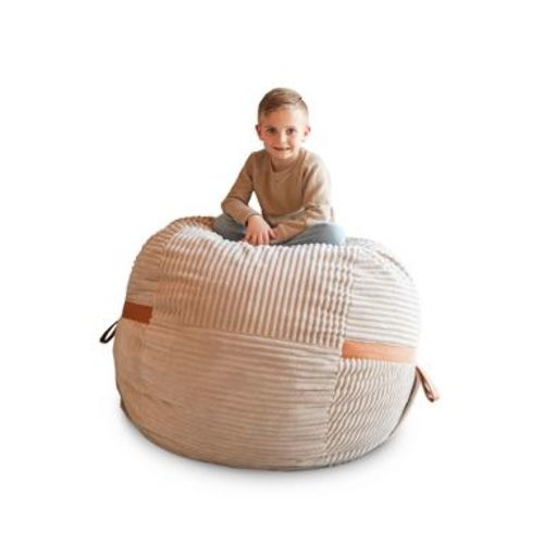 Big Joe Fuf Medium Foam Filled Bean Bag Chair with Removable Cover, Vanilla Latte, Corded Plush