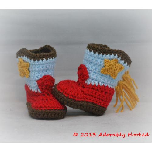 Crochet Baby Cowboy Booties: Fringe Western Boots, Newborn to 12 Months