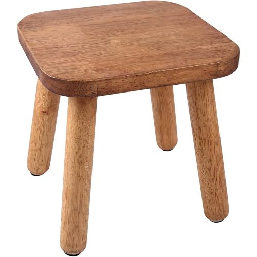 9.3 Inch Wooden Step Stool for Adults and Toddlers, Portable & Sturdy, Plant Stool with Four Detachable and Assembled Legs for Playroom, Kitchen, Bedroom, Bathtub-Walnut