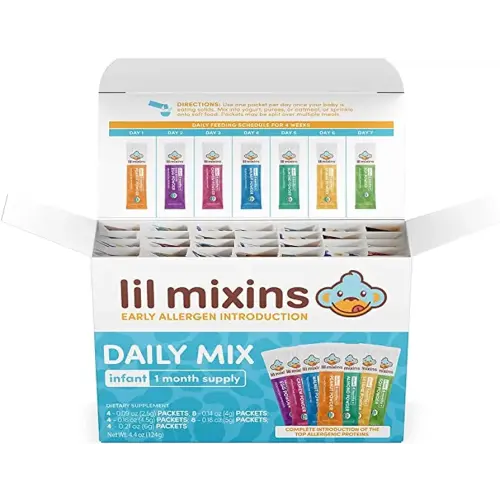 Lil Mixins Early Allergen Introduction Mix-ins, Daily Mix | Peanut, Egg, Cashew, Walnut, Almond, Soy, Sesame Mix-Ins for Ages 4-12 Mo. Old, 1 Month Supply