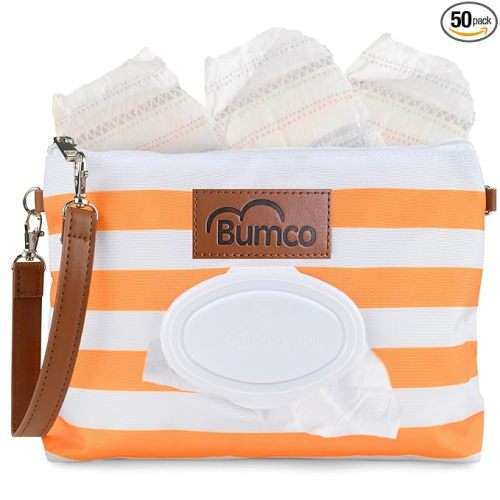 Baby Bum Brush Bumco Diaper Clutch - Portable Wipes Dispenser & Travel Essential, Airtight Refillable Wipes Container, Diaper Bag Purse