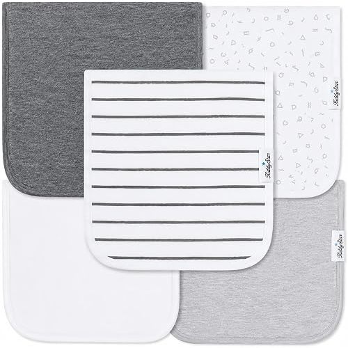 KiddyStar Premium 5-Pack Organic Cotton Burp Cloths for Newborns & Infants