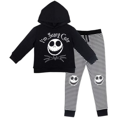 Disney Nightmare Before Christmas Baby Boy or Girl Halloween Pullover Hooded Sweatshirt and Jogger Pants Outfit Jack Skellington Black 12 Months