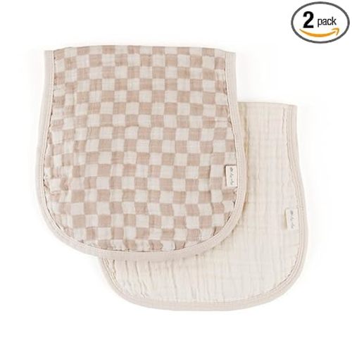 Itzy Ritzy Set of 2 Baby Burp Cloths – Ultra-Soft Absorbent Burping Cloths for Babies - Made of 100% Cotton Muslin & Generously Sized with Trendy Coordinating Prints – Machine Washable (Checkerboard)