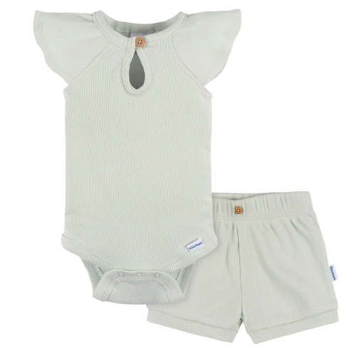 2-Piece Baby Girls Green Lily Bodysuit and Shorts Set – Gerber Childrenswear