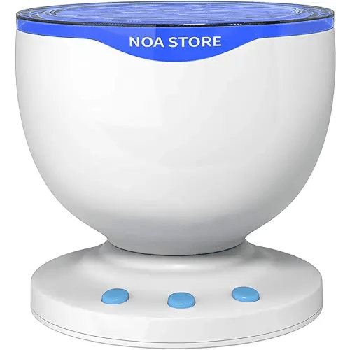 Noa Store Sensory LED Room Lights - Light Projector for Bedroom - Ocean Waves Projection Lamp with Calming Music - Night Light for Kids - Blue Ceiling Projector Lamps for Adults and Children